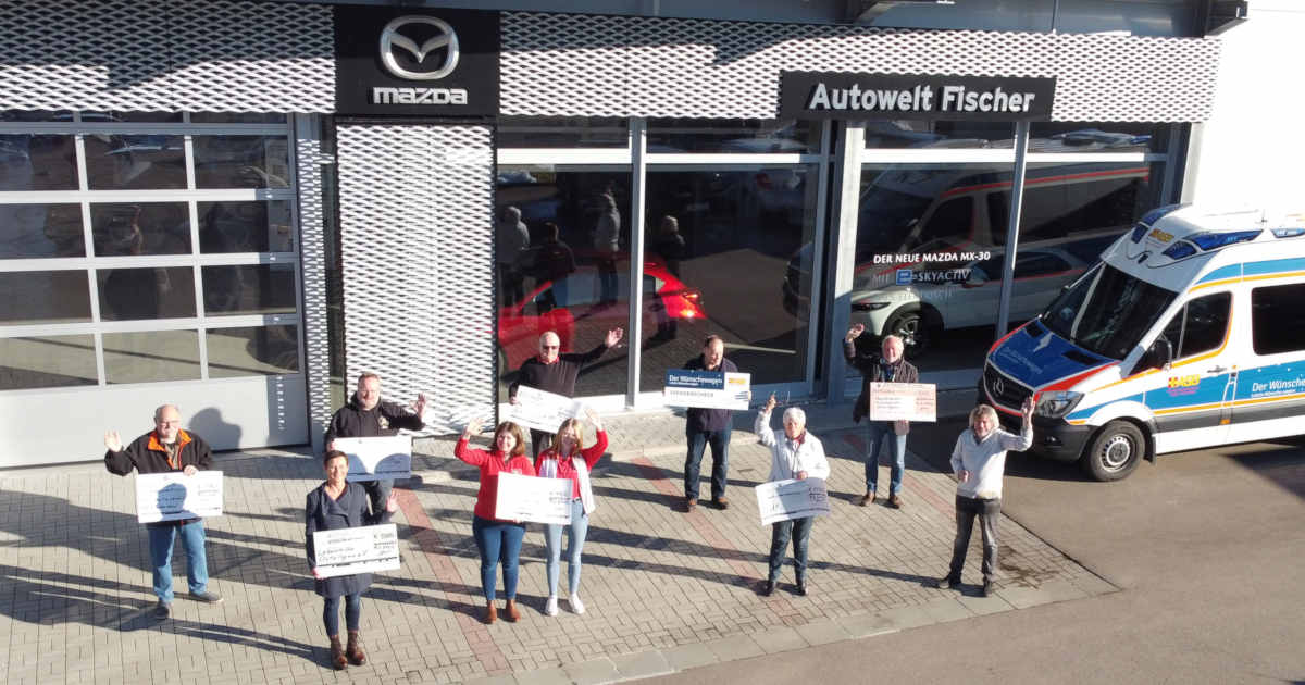 Spendenübergabe der Autowelt Fischer, die Autowerkstatt in Marktoberdorf im Ostallgäu.