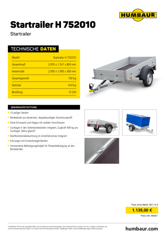 Einachshänger Startrailer H752010